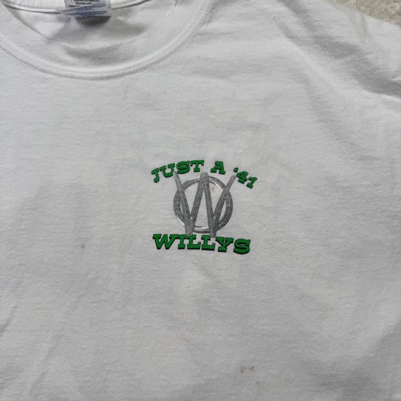 Gildan Ultra Cotton‎ Mens Large White Just A 41 Willys Graphic T Shirt Motorhead - Picture 3 of 11